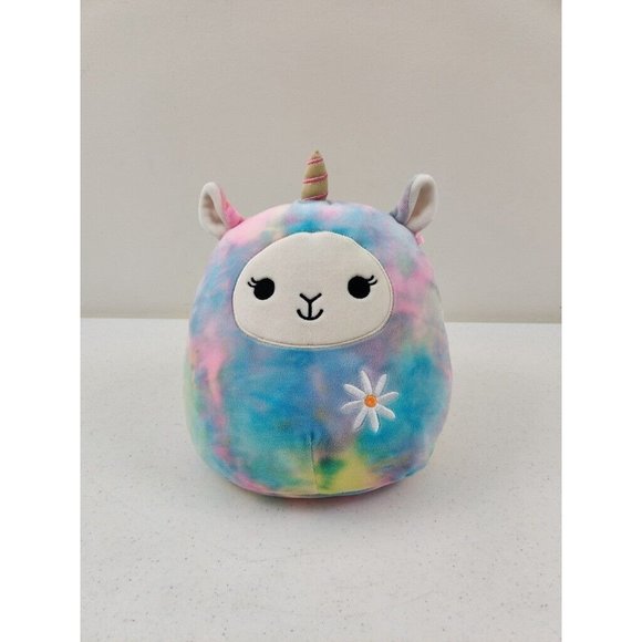 SQUISHMALLOW Lucy the Llama UNICORN with Daisy Rainbow Pastel 8" Stuffed Animal - Picture 1 of 9